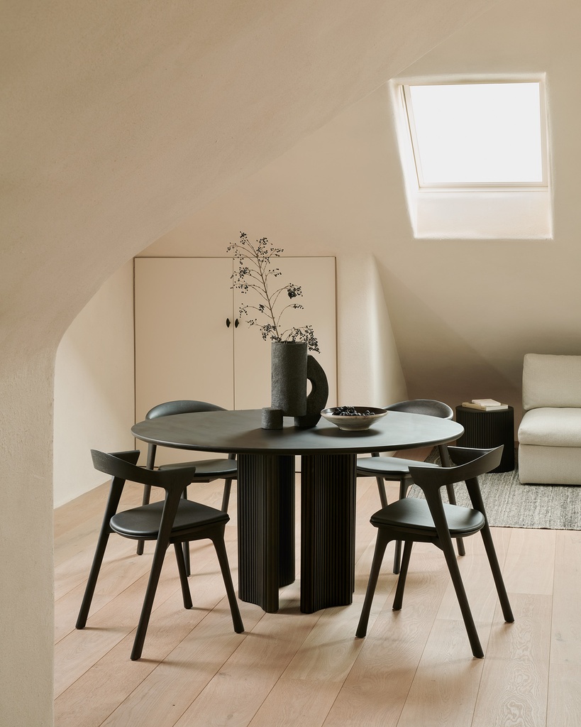 Chaise Chêne brun cuir marron Bok