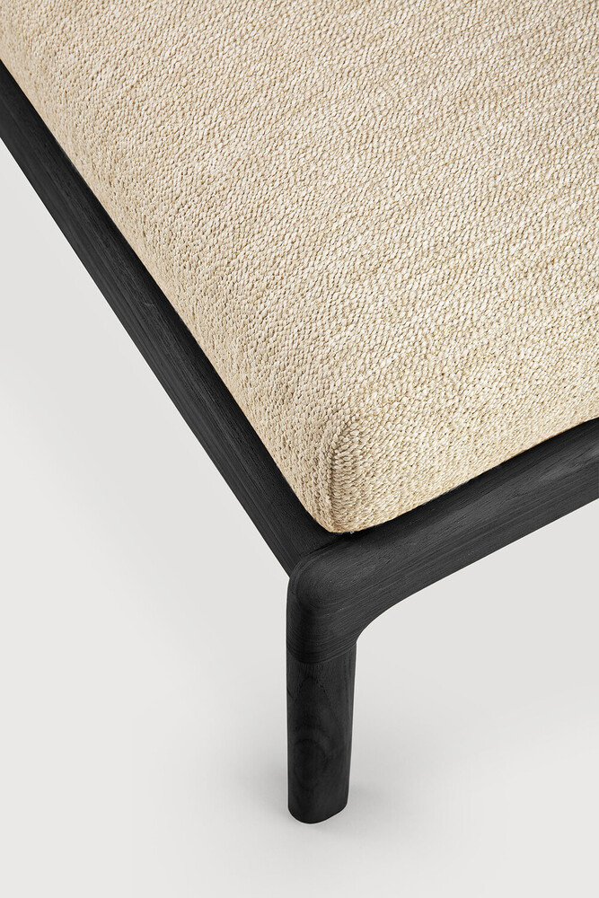 Repose-pieds de jardin Teck noir / coussin Natural Jack