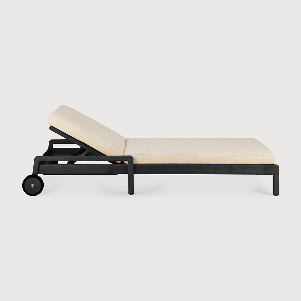 Chaise longue de jardin Teck noir / coussin fin Natural Jack