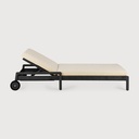 Chaise longue de jardin Teck noir / coussin fin Natural Jack