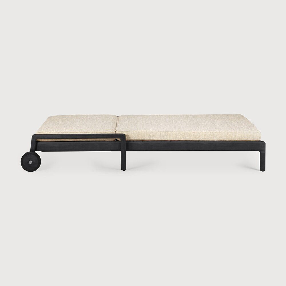 Chaise longue de jardin Teck noir / coussin fin Natural Jack