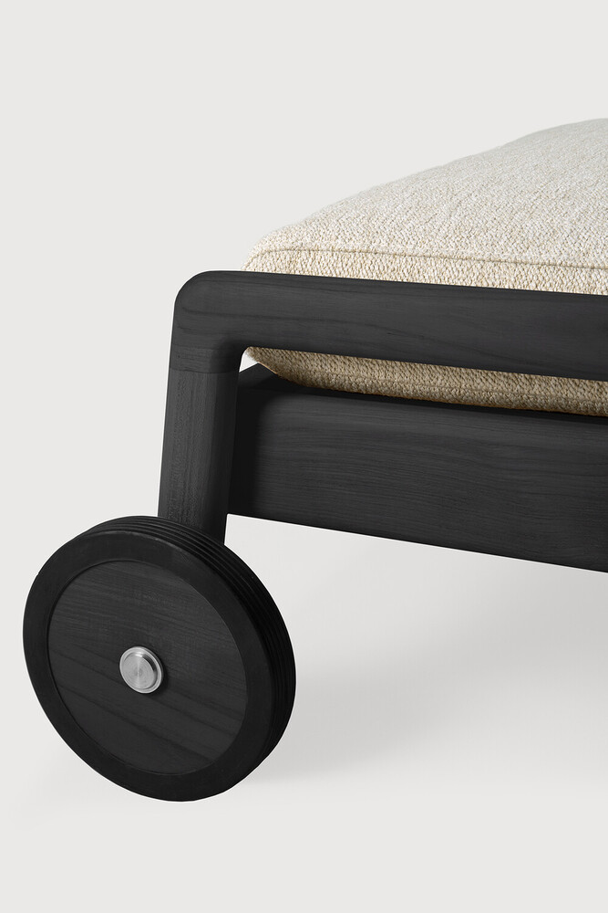 Chaise longue de jardin Teck noir / coussin fin Natural Jack