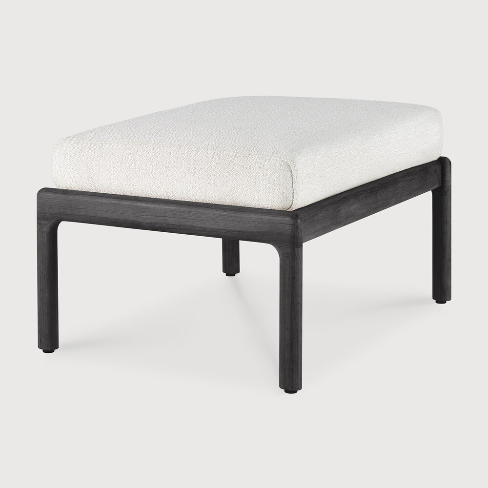 Repose-pieds de jardin Teck noir / coussin Off White Jack