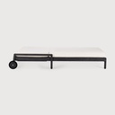 Chaise longue de jardin Teck noir / coussin fin Off White Jack