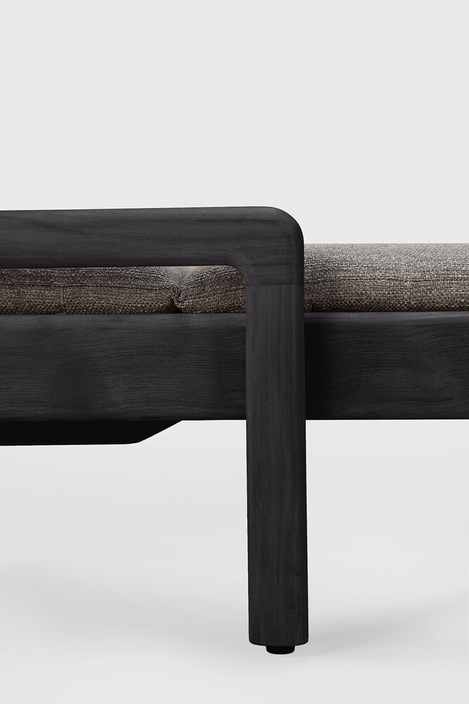 Chaise longue de jardin Teck noir / coussin Mocha Jack