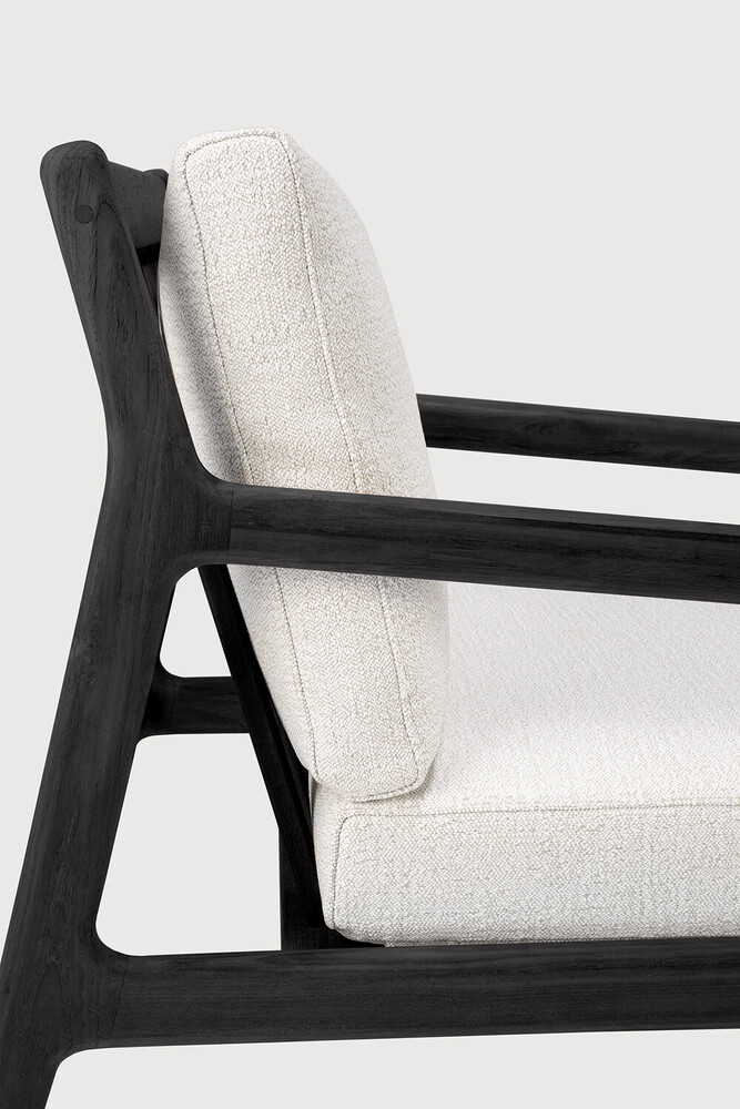 Fauteuil de jardin 1 place Teck noir / coussin Off White Jack