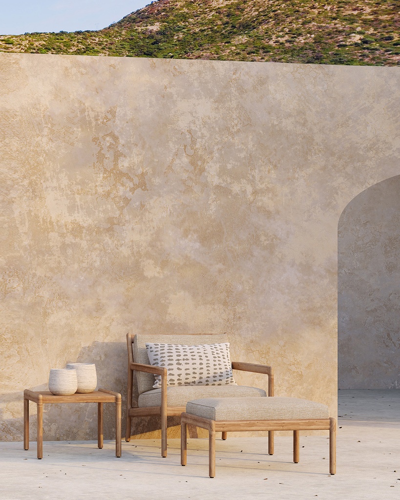 Repose-pieds de jardin Teck  / coussin Natural Jack