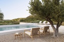 Chaise longue de jardin Teck / coussin fin Off White Jack