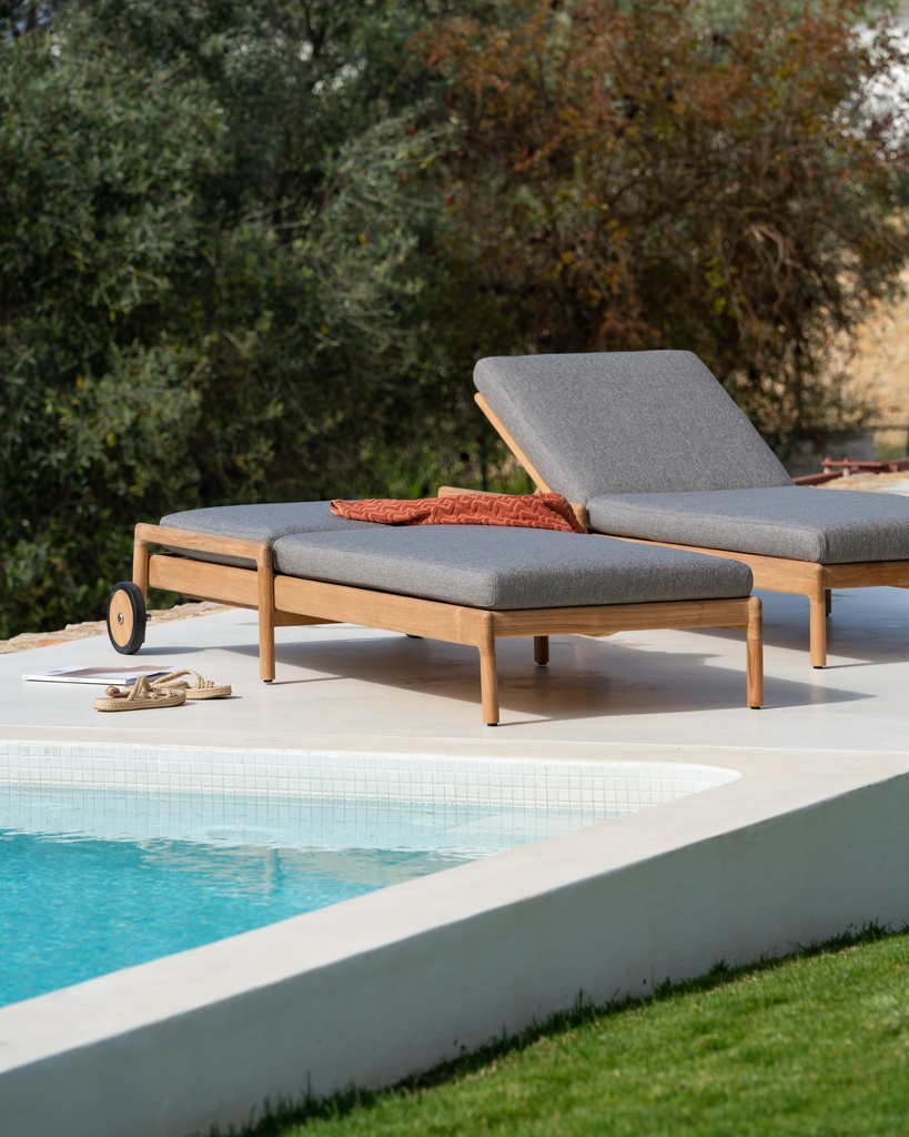 Chaise longue de jardin Teck / coussin Mocha Jack