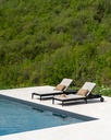 Chaise longue de jardin Teck noir / coussin Natural Jack