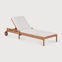 Chaise longue de jardin Teck / coussin fin Off White Jack