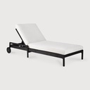 Chaise longue de jardin Teck noir / coussin Off White Jack