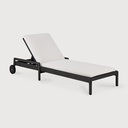 Chaise longue de jardin Teck noir / coussin fin Off White Jack