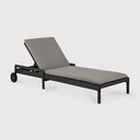 Chaise longue de jardin Teck noir / coussin fin Mocha Jack