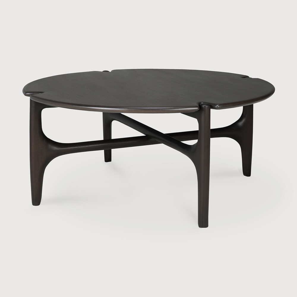 Table basse ronde 80x80x35cm Acajou Brun foncé PI