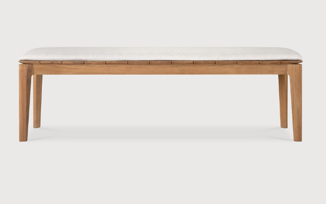 [10386] Banc de jardin 162cm Teck / coussin Off White Bok