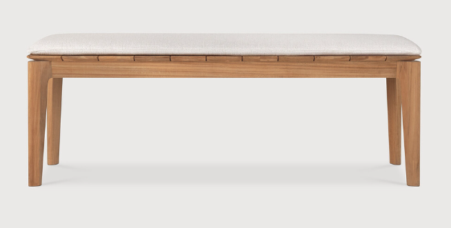 [10381] Banc de jardin 137cm Teck / coussin Off White Bok