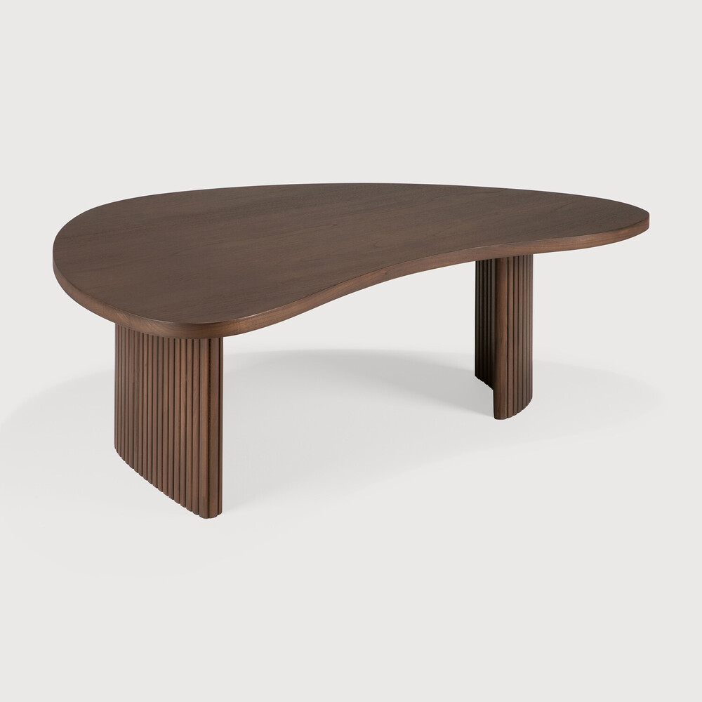 [10091] Table 90x61x29cm Teck Brun Boomerang
