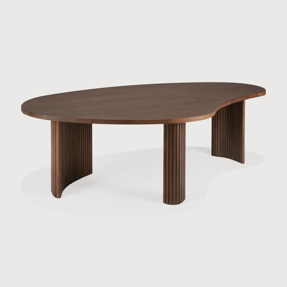 [10092] Table 126x74x40cm Teck Brun Boomerang
