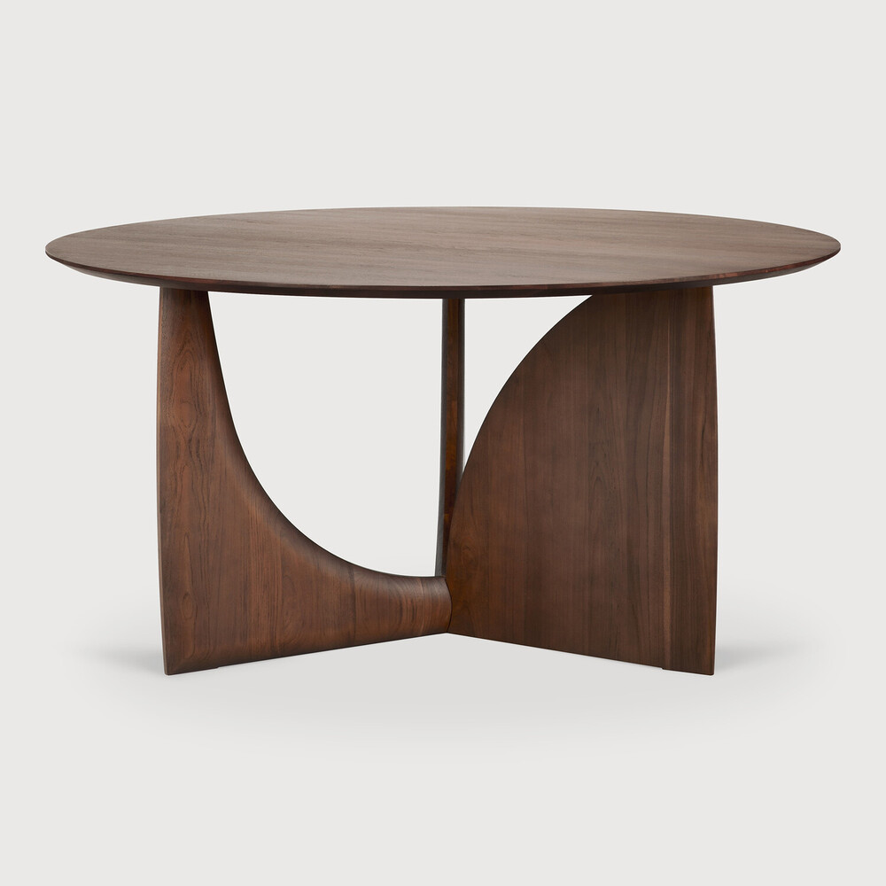 [10513] Table de repas ⌀150cm Teck Brun Geometric