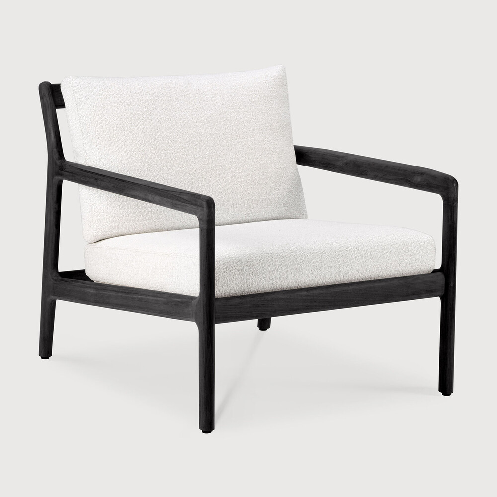 [10231] Fauteuil de jardin 1 place Teck noir / coussin Off White Jack