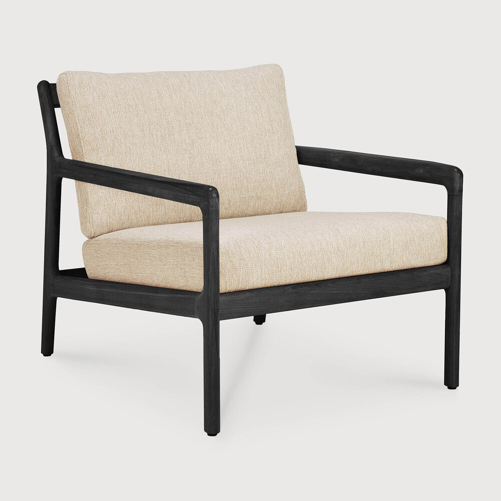 [10228] Fauteuil de jardin 1 place Teck noir / coussin Natural Jack