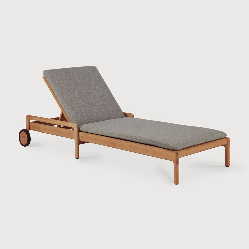 [10337] Chaise longue de jardin Teck / coussin fin Mocha Jack