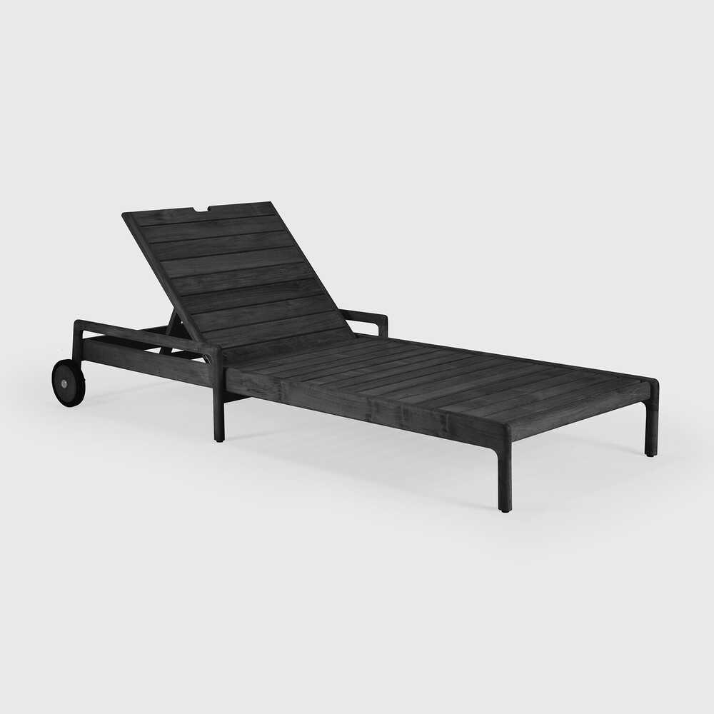 [10243] Chaise longue de jardin Teck noir / pas de coussin Jack