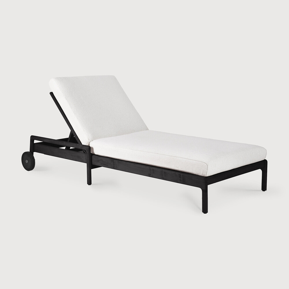 [10341] Chaise longue de jardin Teck noir / coussin Off White Jack