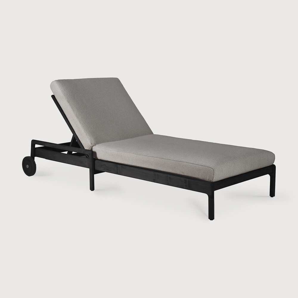[10342] Chaise longue de jardin Teck noir / coussin Mocha Jack