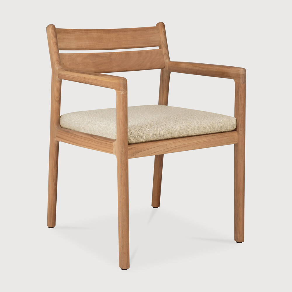 [10373] Chaise extérieur  Teck  / coussin Natural Jack