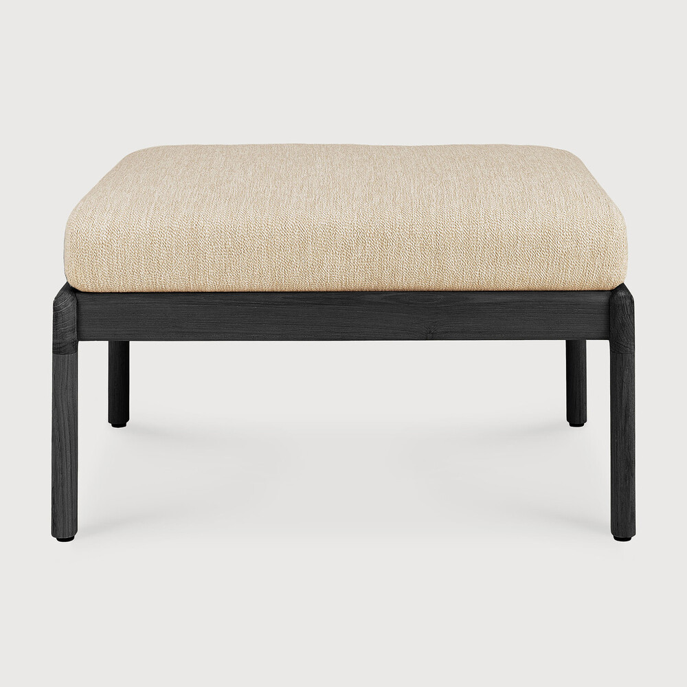[10237] Repose-pieds de jardin Teck noir / coussin Natural Jack