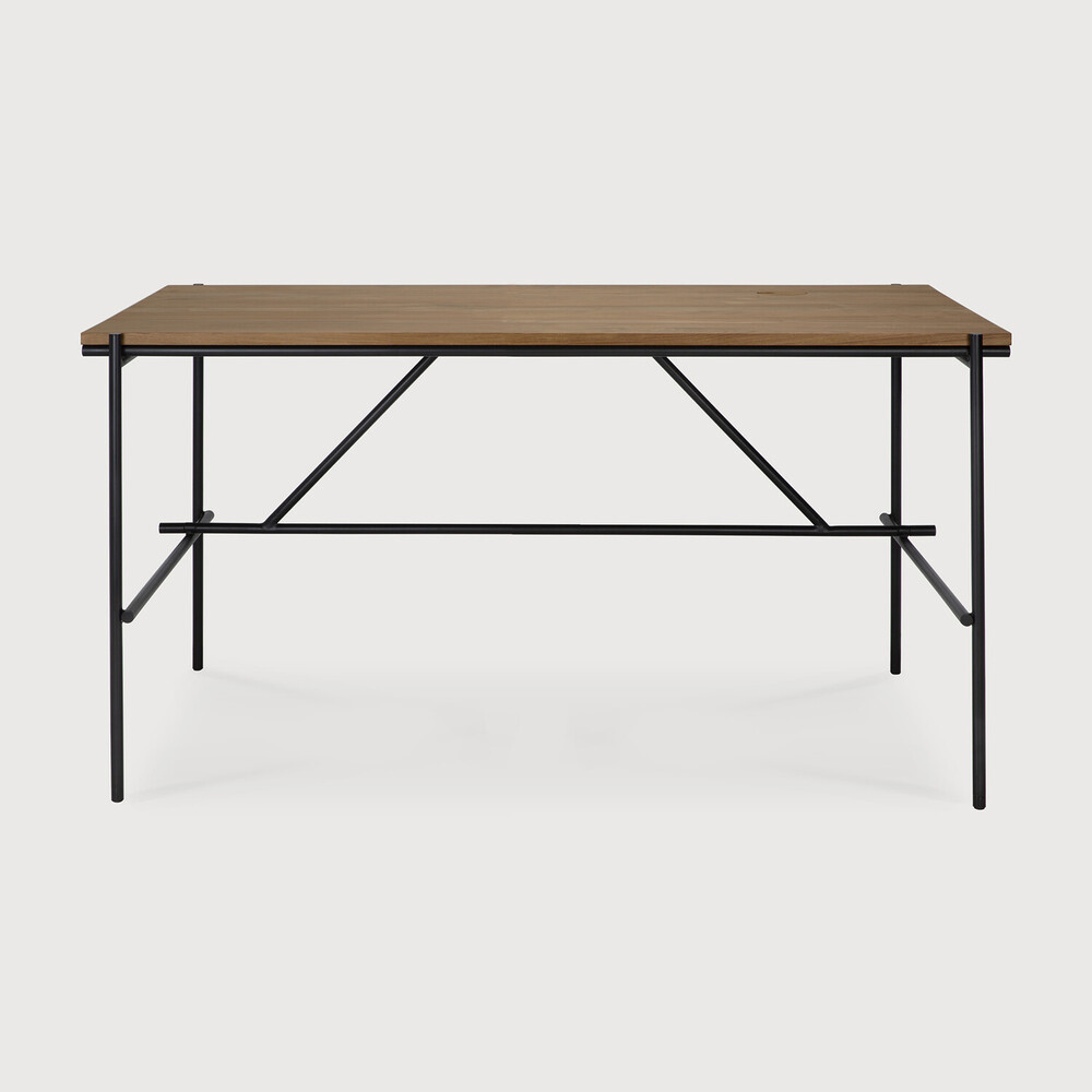 [10128] Bureau 140x70cm Teck Brun Oscar
