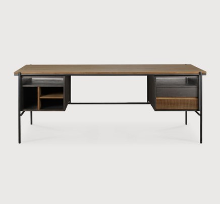 [10141] Bureau 200x90cm Teck Brun Oscar