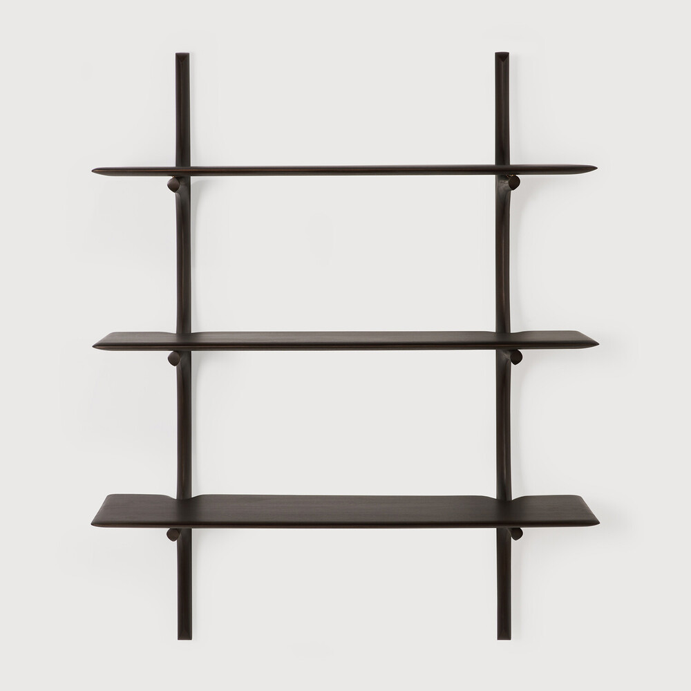 [29788] Etagère murale 3 niveaux Acajou Brun foncé PI